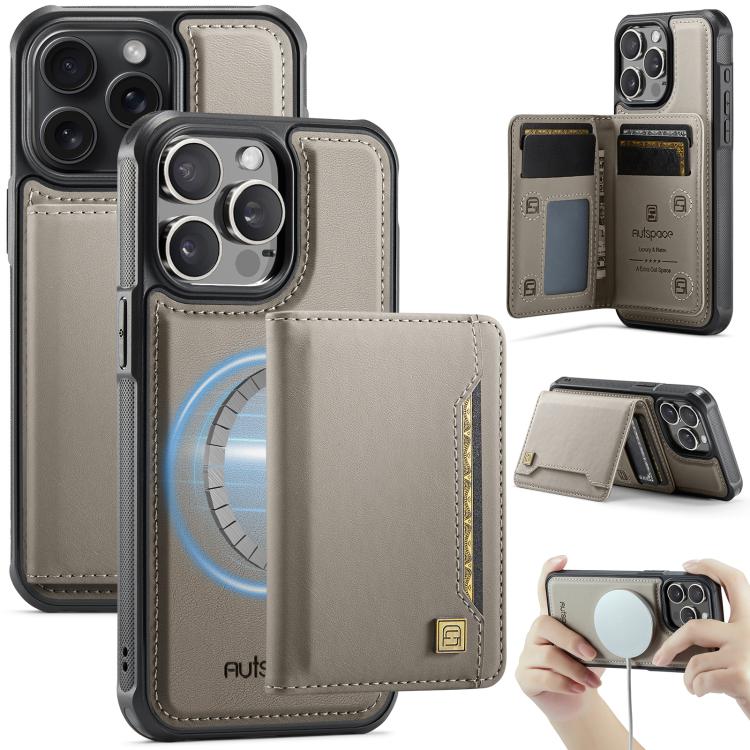 AutSpace A13 MagSafe 자석 RFID 플립 카드 가방 휴대폰 케이스, iPhone 12 Pro Max용, iPhone 12 Pro용