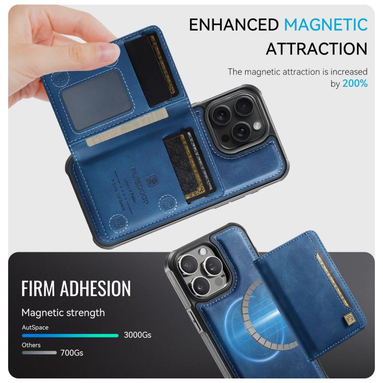 AutSpace A13 MagSafe 자석 RFID 플립 카드 가방 휴대폰 케이스, iPhone 12 Pro Max용, iPhone 12 Pro용
