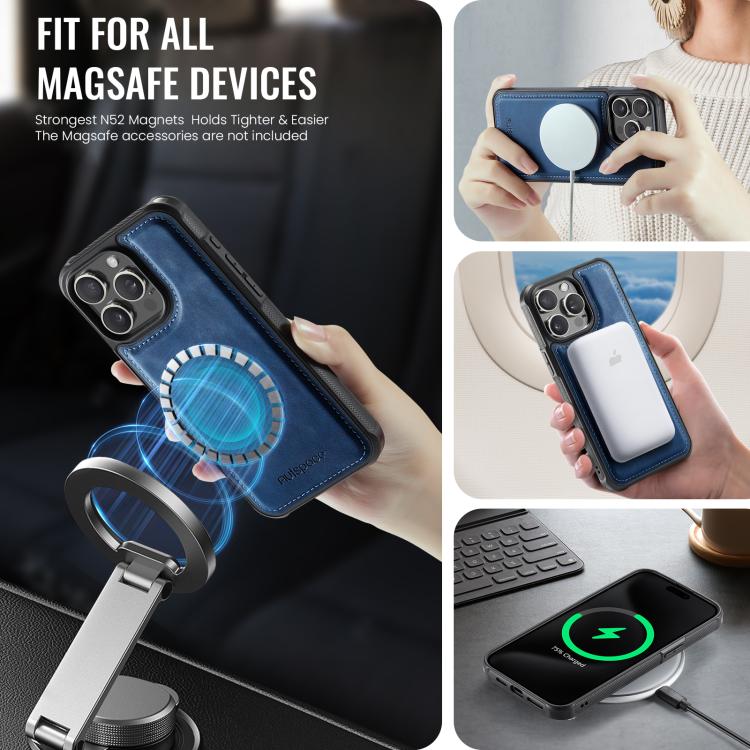AutSpace A13 MagSafe 자석 RFID 플립 카드 가방 휴대폰 케이스, iPhone 12 Pro Max용, iPhone 12 Pro용