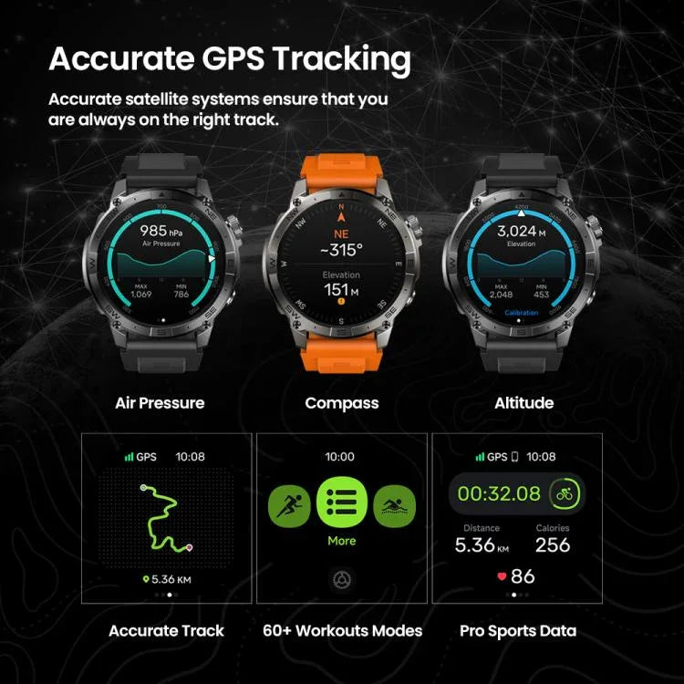 Zeblaze Stratos 2 Plus 1.43인치 화면 3 ATM 건강 및 피트니스 GPS 스마트워치, Stratos 2 Plus