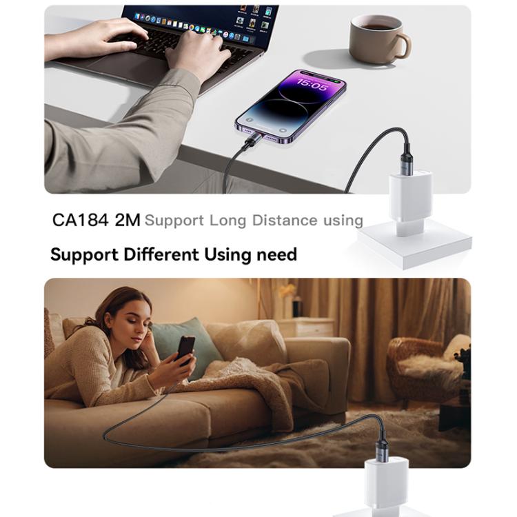 Yesido CA184 PD27W 3A USB-C / Type-C to 8핀 충전 데이터 케이블, 길이: 2m, CA184