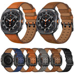 Double Buckle Genuine Leather Watch Band, For Samsung Galaxy Watch Ultra / Ultra 2025, For Samsung Galaxy Watch8 / Watch8 Classic