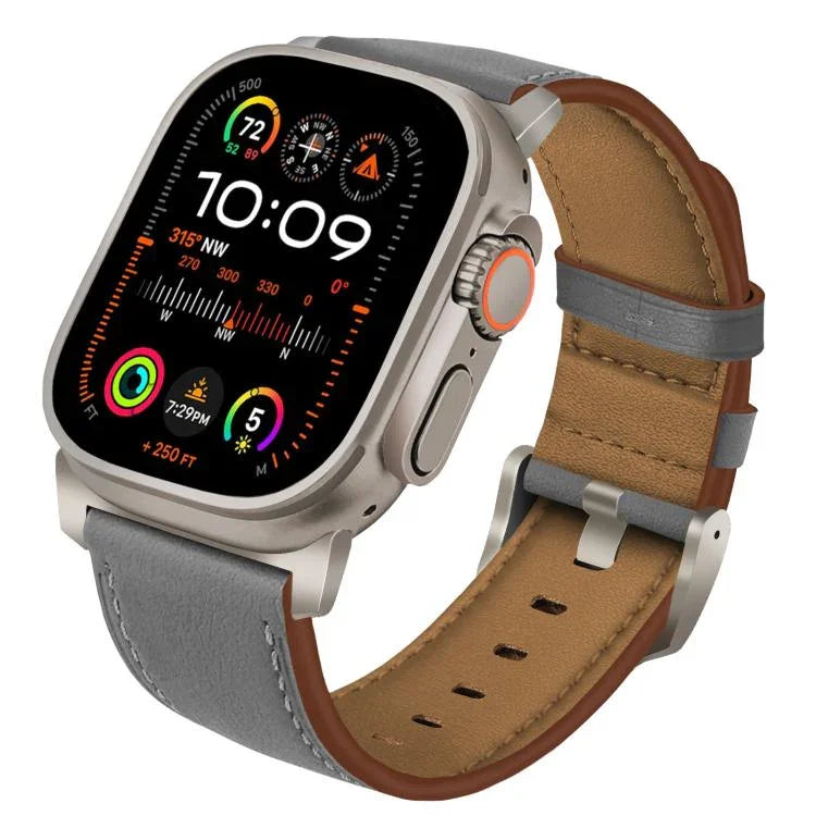 티타늄 버클 나파 천연 가죽 시계줄, 애플 워치 46mm / 49mm / 45mm / 44mm용
