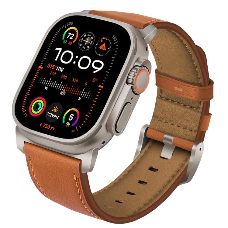 티타늄 버클 나파 천연 가죽 시계줄, 애플 워치 46mm / 49mm / 45mm / 44mm용