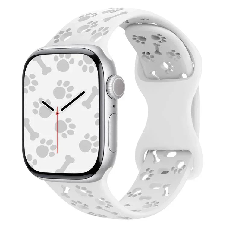 강아지 발바닥 뼈 나비 버클 실리콘 시계줄, 애플 워치 46mm / 49mm / 45mm / 44mm용, 애플 워치 42mm / 41mm / 40mm / 38mm용