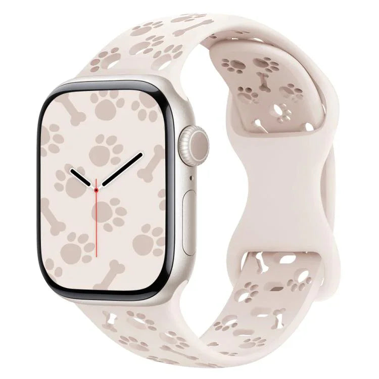강아지 발바닥 뼈 나비 버클 실리콘 시계줄, 애플 워치 46mm / 49mm / 45mm / 44mm용, 애플 워치 42mm / 41mm / 40mm / 38mm용