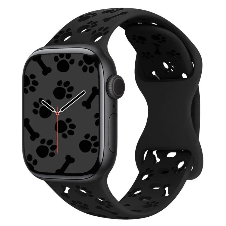 강아지 발바닥 뼈 나비 버클 실리콘 시계줄, 애플 워치 46mm / 49mm / 45mm / 44mm용, 애플 워치 42mm / 41mm / 40mm / 38mm용