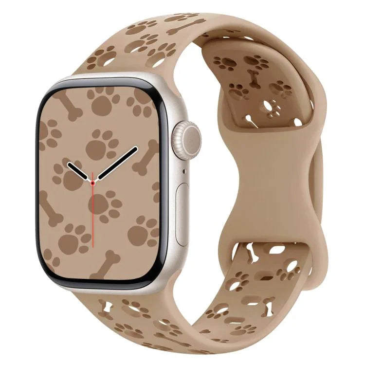 강아지 발바닥 뼈 나비 버클 실리콘 시계줄, 애플 워치 46mm / 49mm / 45mm / 44mm용, 애플 워치 42mm / 41mm / 40mm / 38mm용