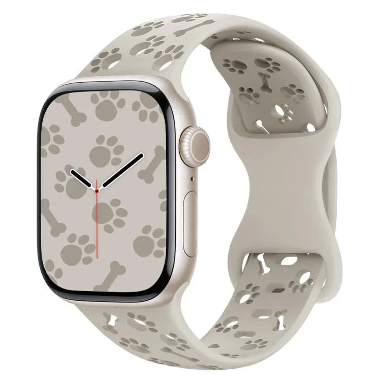 강아지 발바닥 뼈 나비 버클 실리콘 시계줄, 애플 워치 46mm / 49mm / 45mm / 44mm용, 애플 워치 42mm / 41mm / 40mm / 38mm용
