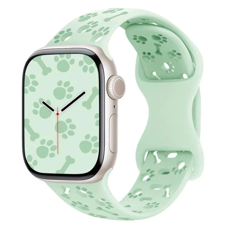 강아지 발바닥 뼈 나비 버클 실리콘 시계줄, 애플 워치 46mm / 49mm / 45mm / 44mm용, 애플 워치 42mm / 41mm / 40mm / 38mm용