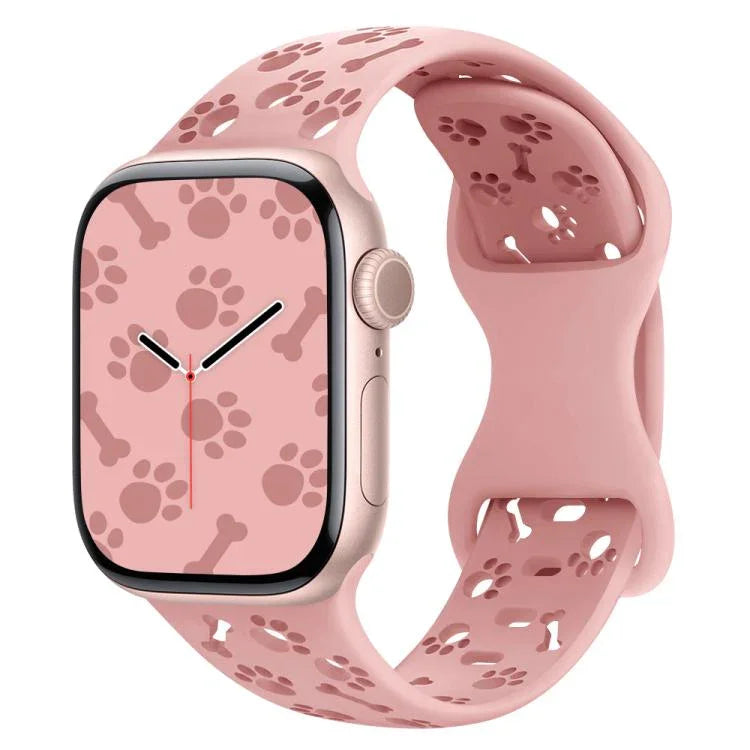 강아지 발바닥 뼈 나비 버클 실리콘 시계줄, 애플 워치 46mm / 49mm / 45mm / 44mm용, 애플 워치 42mm / 41mm / 40mm / 38mm용