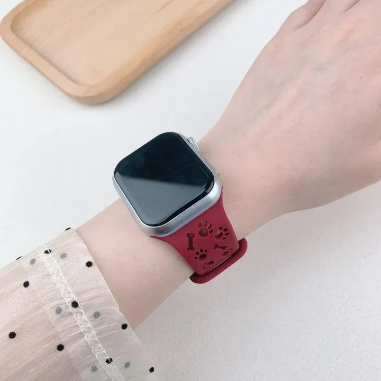 강아지 발바닥 뼈 나비 버클 실리콘 시계줄, 애플 워치 46mm / 49mm / 45mm / 44mm용, 애플 워치 42mm / 41mm / 40mm / 38mm용