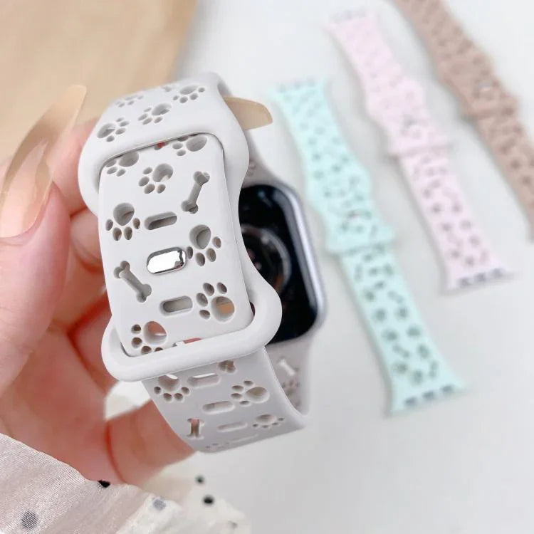 강아지 발바닥 뼈 나비 버클 실리콘 시계줄, 애플 워치 46mm / 49mm / 45mm / 44mm용, 애플 워치 42mm / 41mm / 40mm / 38mm용