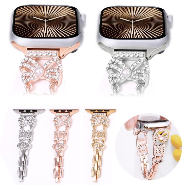 리본 쥬얼리 버클 스테인리스 스틸 시계줄, 애플 워치 46mm / 49mm / 45mm / 44mm용, 애플 워치 42mm / 41mm / 40mm / 38mm용
