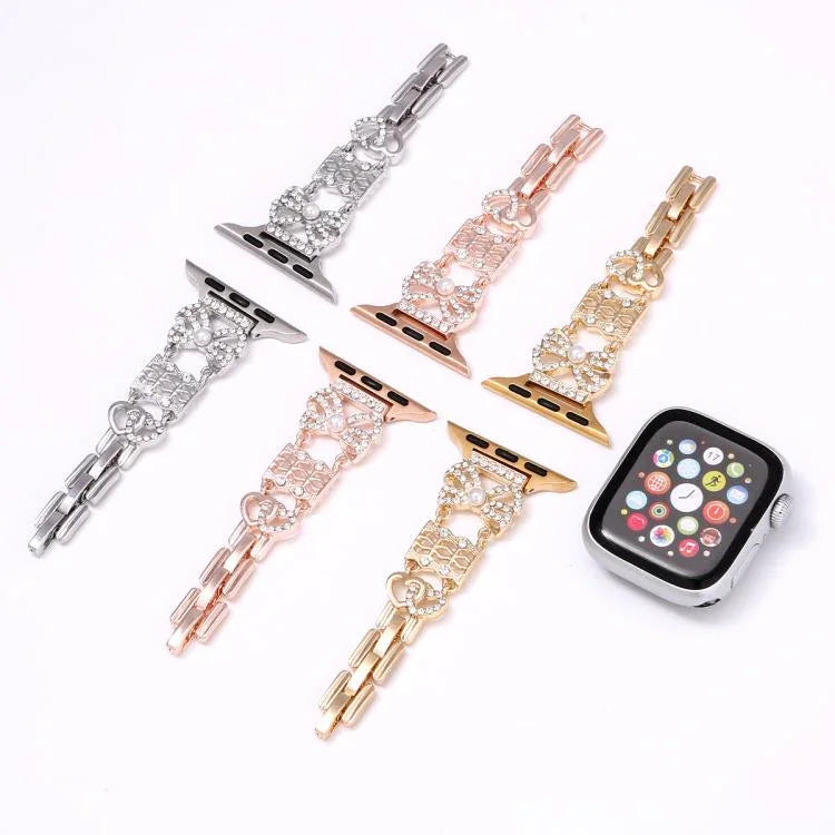 리본 쥬얼리 버클 스테인리스 스틸 시계줄, 애플 워치 46mm / 49mm / 45mm / 44mm용, 애플 워치 42mm / 41mm / 40mm / 38mm용