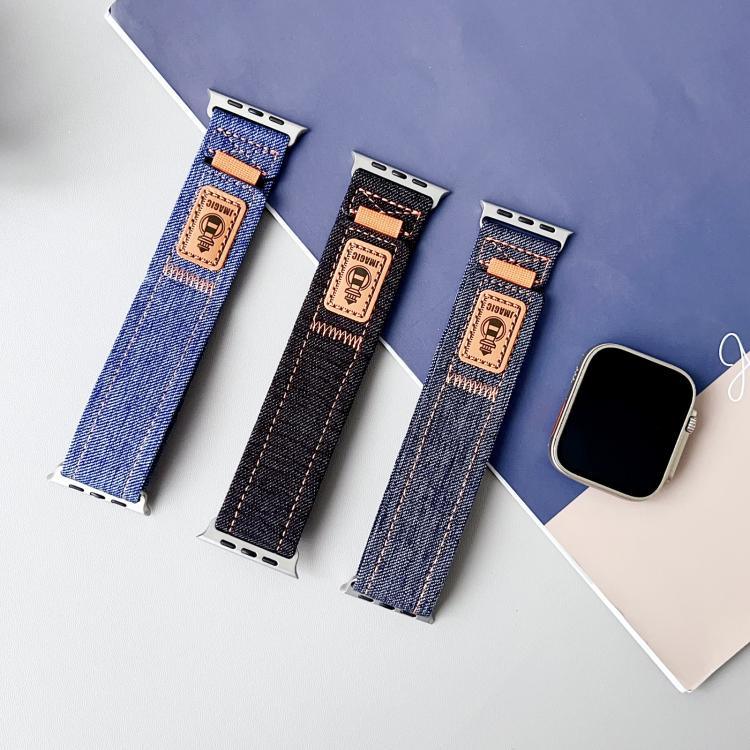 데님 나일론 후크 앤 루프 패스너 캔버스 시계줄, 애플 워치 46mm / 49mm / 45mm / 44mm용, 애플 워치 42mm / 41mm / 40mm / 38mm용