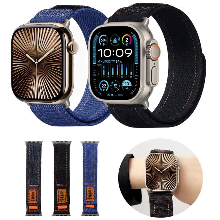 데님 나일론 후크 앤 루프 패스너 캔버스 시계줄, 애플 워치 46mm / 49mm / 45mm / 44mm용, 애플 워치 42mm / 41mm / 40mm / 38mm용