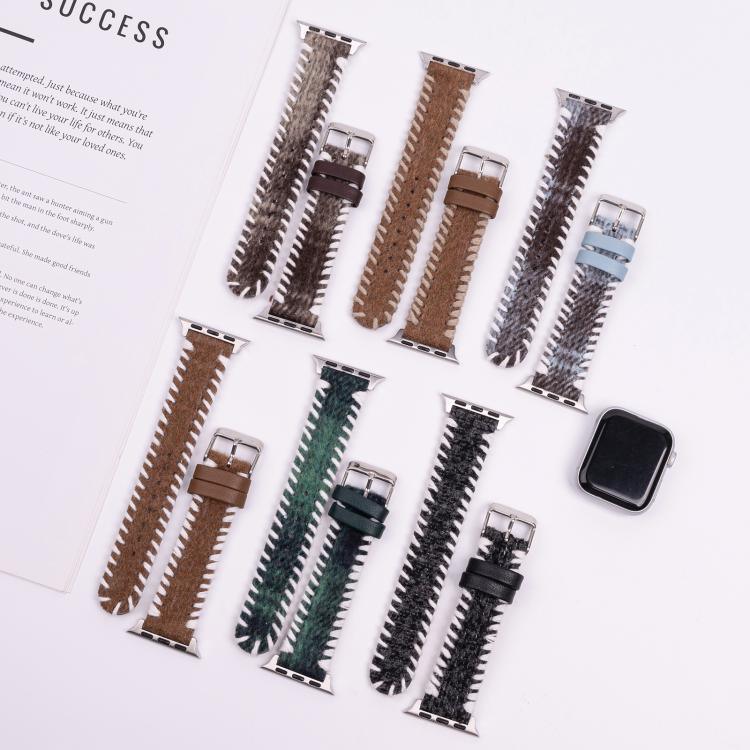 레트로 스티치 울 천연 가죽 시계줄, 애플 워치 46mm / 49mm / 45mm / 44mm용, 애플 워치 42mm / 41mm / 40mm / 38mm용