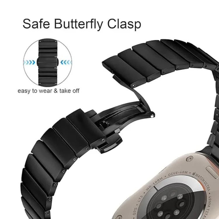 나비 버클 단일 구 티타늄 합금 시계줄, 애플 워치 46mm / 49mm / 45mm / 44mm용
