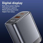 REMAX U2-AC 45W USB 및 타입-C GaN 디지털 디스플레이 고속 충전기, EU 플러그, UK 플러그