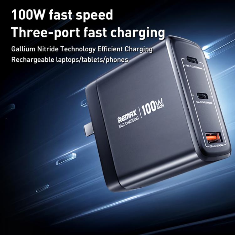 REMAX U2-AC 100W USB 및 듀얼 타입-C GaN 디지털 디스플레이 고속 충전기, EU 플러그