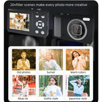 DC15 2.4인치 18배 디지털 줌 카메라, 4K HD 비디오, 64MP 촬영