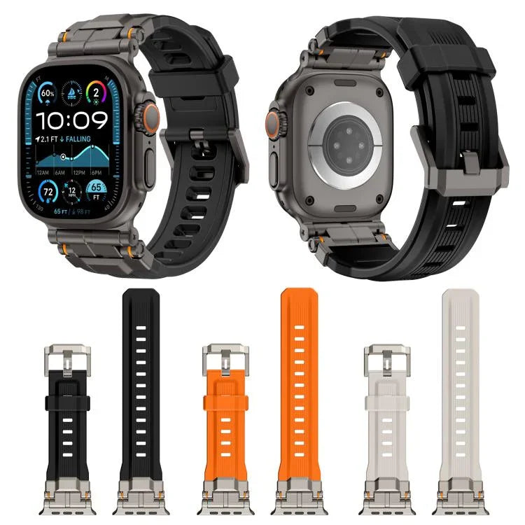 합금 커넥터 실리콘 시계 스트랩, 애플 워치 46mm / 49mm / 45mm / 44mm용