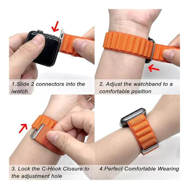 Kalebol 알라인 나일론 루프 시계 밴드, 애플 워치 46mm / 49mm / 45mm / 44mm용, 애플 워치 42mm / 41mm / 40mm / 38mm용