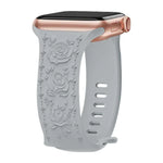 Kalebol 8자 버클 장미 엠보싱 실리콘 시계 밴드, 애플 워치 46mm / 49mm / 45mm / 44mm용, 애플 워치 42mm / 41mm / 40mm / 38mm용