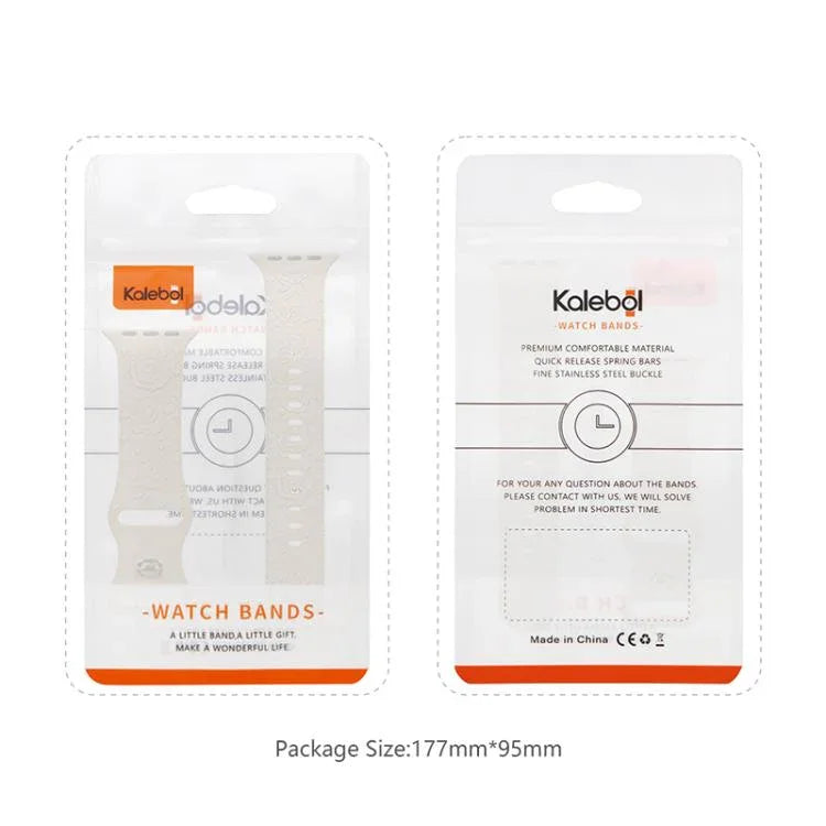 Kalebol 8자 버클 장미 엠보싱 실리콘 시계 밴드, 애플 워치 46mm / 49mm / 45mm / 44mm용, 애플 워치 42mm / 41mm / 40mm / 38mm용