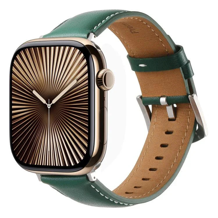 Kalebol 무지 천연 가죽 시계 밴드, 애플 워치 46mm / 49mm / 45mm / 44mm용, 애플 워치 42mm / 41mm / 40mm / 38mm용