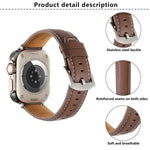 Kalebol 무지 천연 가죽 시계 밴드, 애플 워치 46mm / 49mm / 45mm / 44mm용, 애플 워치 42mm / 41mm / 40mm / 38mm용