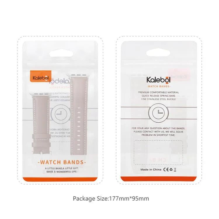 Kalebol 무지 천연 가죽 시계 밴드, 애플 워치 46mm / 49mm / 45mm / 44mm용, 애플 워치 42mm / 41mm / 40mm / 38mm용