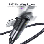 2.4A USB to 8핀 180도 회전형 엘보 충전 케이블, 1.2m 8핀, 2m 8핀