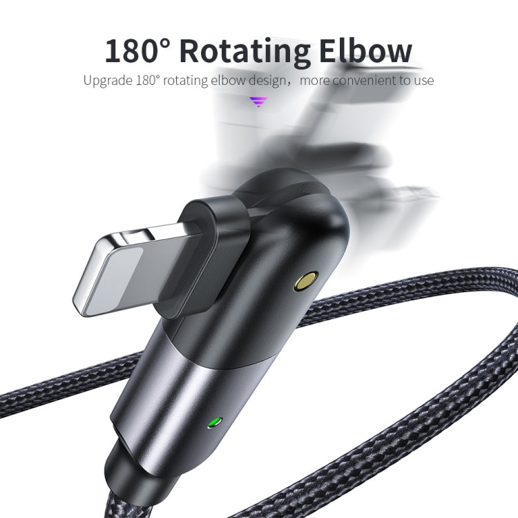 2.4A USB to 8핀 180도 회전형 엘보 충전 케이블, 1.2m 8핀, 2m 8핀