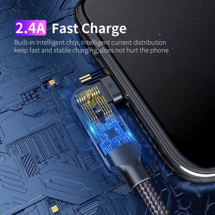 2.4A USB to 8핀 180도 회전형 엘보 충전 케이블, 1.2m 8핀, 2m 8핀
