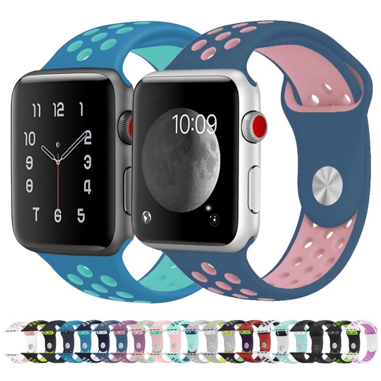 xDfind 투컬러 실리콘 스포츠 시계줄, Apple Watch 46mm / 49mm / 45mm / 44mm용, Apple Watch 42mm / 41mm / 40mm / 38mm용