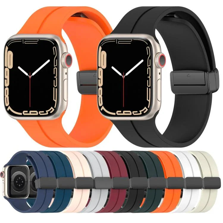 xDfind 단색 마그네틱 버클 실리콘 시계줄, Apple Watch 46mm / 49mm / 45mm / 44mm용, Apple Watch 42mm / 41mm / 40mm / 38mm용