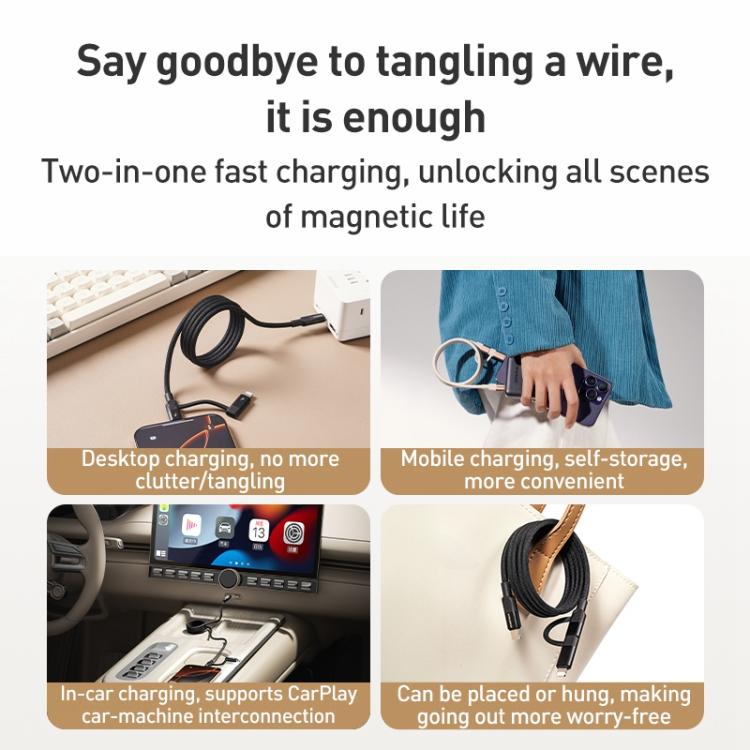 Momax Mag.Link Duo 자석 60W USB-C / Type-C to USB-C / Type-C / 8핀 데이터 케이블, DC58 1m, DL58 60W 1m