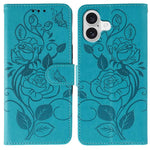 로즈 버터플라이 엠보스드 가죽 휴대폰 케이스, 아이폰 17e / 16e용, 아이폰 17 프로 맥스용, 아이폰 17 프로용, 아이폰 17용, 아이폰 에어용
