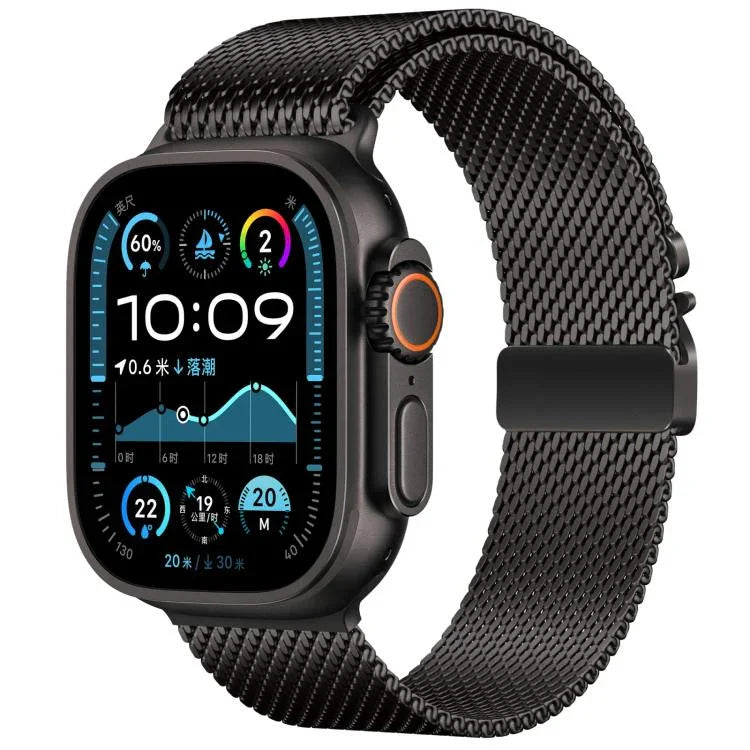 xDfind 우산 버클 미세 메시 밀라노 스테인리스 스틸 시계줄, 애플 워치 46mm / 49mm / 45mm / 44mm 미세 메시용, 애플 워치 42mm / 41mm / 40mm / 38mm 미세 메시용