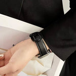 xDfind 둥근 버클 가죽 시계줄, 애플 워치 46mm / 49mm / 45mm / 44mm용, 애플 워치 42mm / 41mm / 40mm / 38mm용