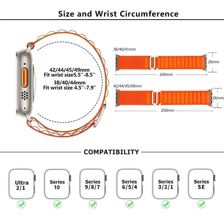 xDfind 알라인 나일론 루프 시계줄, 애플 워치 46mm / 49mm / 45mm / 44mm용, 애플 워치 42mm / 41mm / 40mm / 38mm용