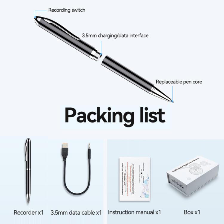 JNN Q90A 스마트 AI 음성 녹음 펜 APP 제어 지원, 8GB, 16GB, 32GB, 64GB, 128GB