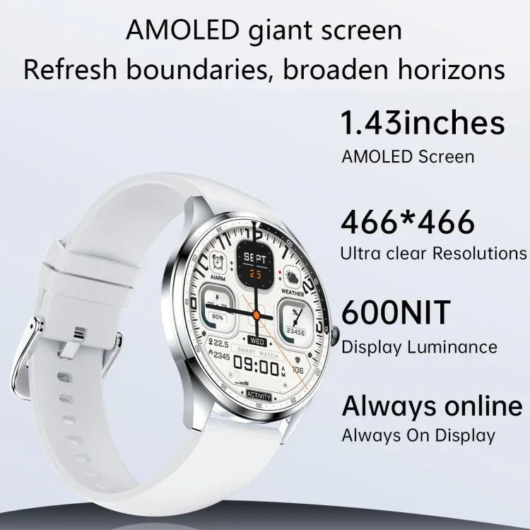 H77 1.43인치 AMOLED 화면 건강 & 피트니스 스마트워치 IP67 방수 BT 통화 지원