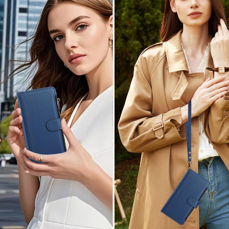 자석 잠금 9 카드 슬롯 지퍼 가죽 케이스 손목 스트랩 포함, iPhone 14 Pro Max용, iPhone SE 2022 / 2020 / 8 / 7용, iPhone 13 Pro Max용, iPhone 13 Pro용, iPhone 13 mini용, iPhone 12 / 12 Pro용, iPhone 12 Pro Max용, iPhone 12 mini용