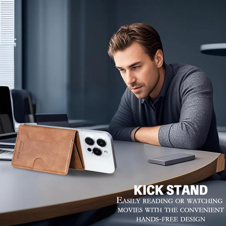 기름진 가죽 가로형 자석 지갑 카드 가방 케이스