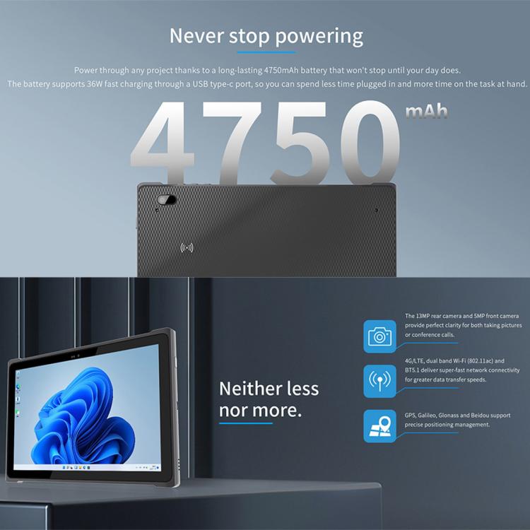QCOM W1019 Windows 11 Pro 태블릿 PC, 8GB+128GB, 10.1인치 Qualcomm SC7180 Kryo 468 8C8T 옥타 코어, 네트워크: 4G, OTG, EU 플러그, US 플러그, UK 플러그, AU 플러그
