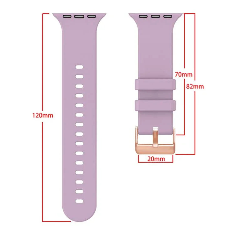단색 로즈 골드 버클 실리콘 시계줄, 애플 워치 42mm / 41mm / 40mm / 38mm용