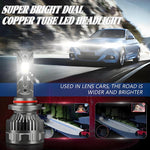 2pcs/Pack 50W 6000LM 6000K Car Double Copper Tube LED Headlight Bulb, 9005, 9006, H1, H4, H7, H11